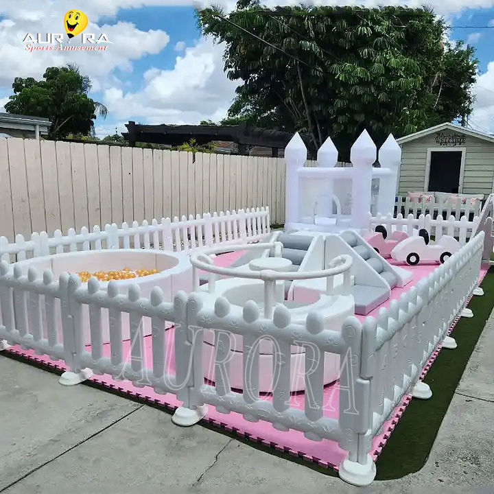 Pacote de Jogos Soft Branco Rosa Parque de Jogos Bebê Equipamento de Jogos Soft Indoor Outdoor