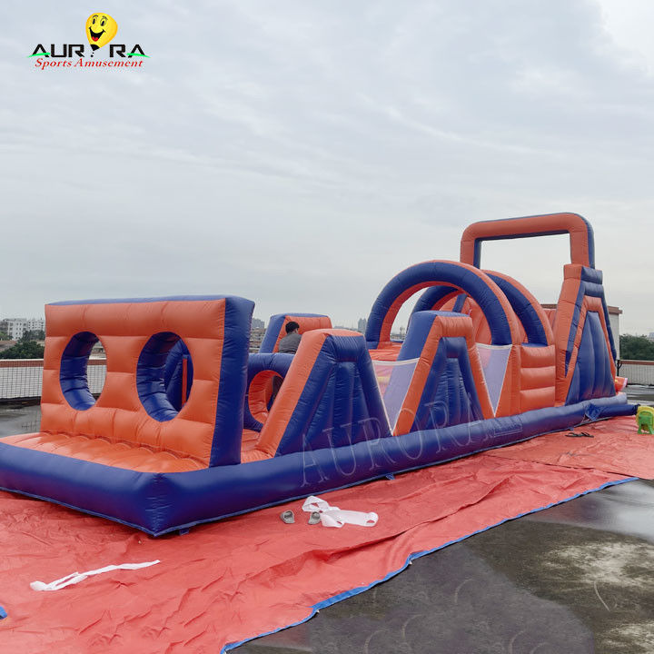 Pvc exterior inflável curso de obstáculos casa de salto não tóxico vermelho azul cor