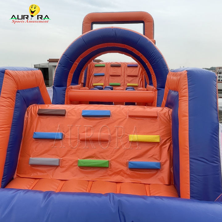 Pvc exterior inflável curso de obstáculos casa de salto não tóxico vermelho azul cor