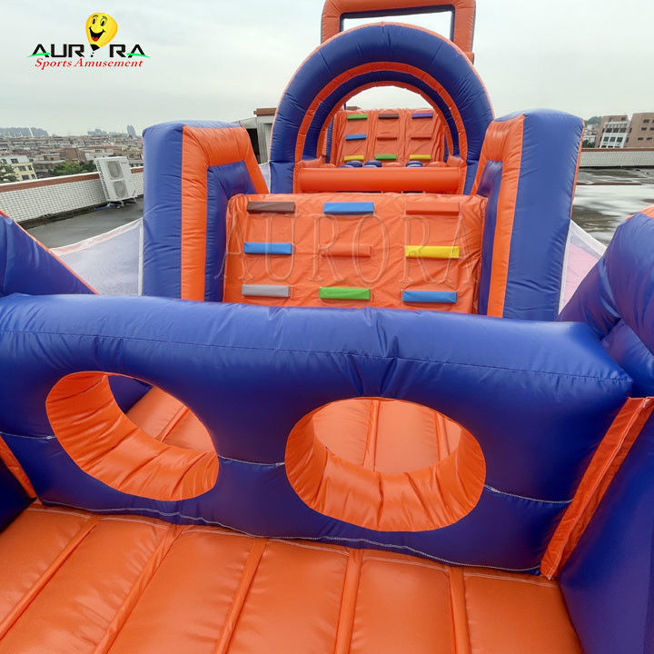 Pvc exterior inflável curso de obstáculos casa de salto não tóxico vermelho azul cor
