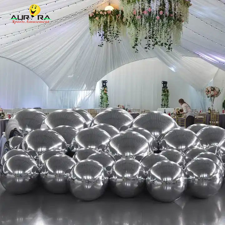 Esfera de espelho inflável colorida de 0,3 mm PVC Esferas decorativas grandes