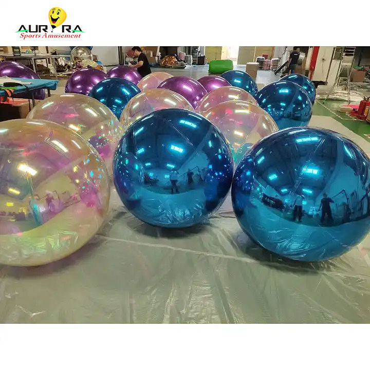Bola de espelho inflável de prata gigante PVC para decoração de festa de casamento de Natal