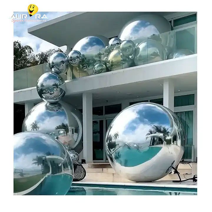 Rosa PVC inflável Espelho de bola de evento decoração Balão brilhante grande