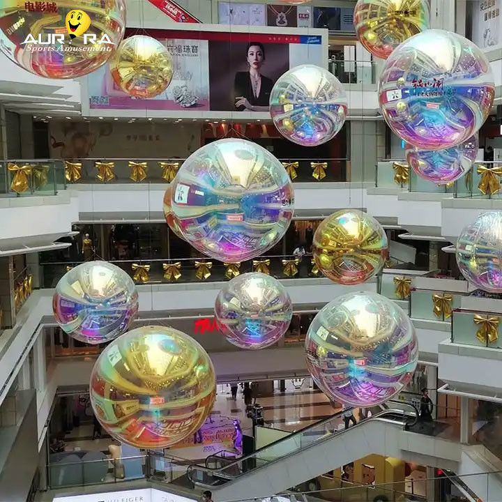 Rosa PVC inflável Espelho de bola de evento decoração Balão brilhante grande
