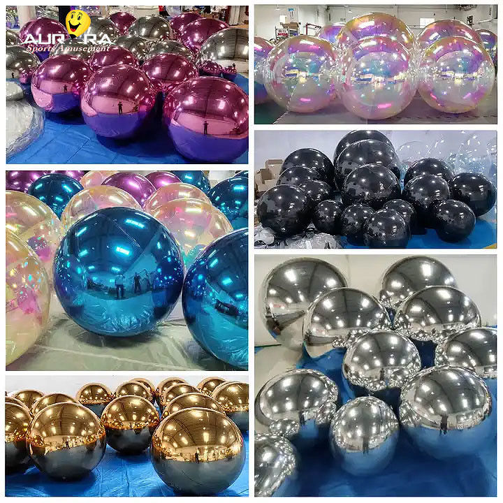 Rosa PVC inflável Espelho de bola de evento decoração Balão brilhante grande