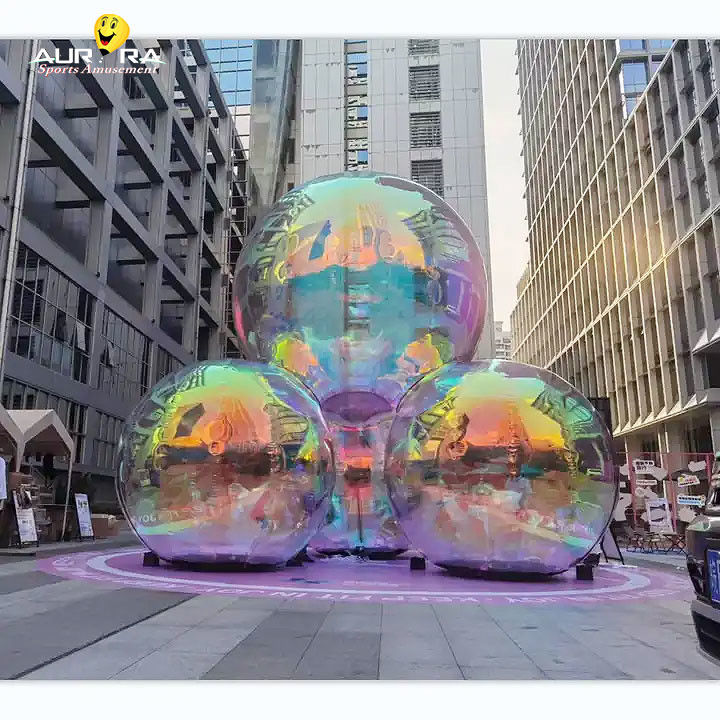 Bola de espelho inflável gigante personalizada PVC para festa de decoração Vermelho Azul Amarelo