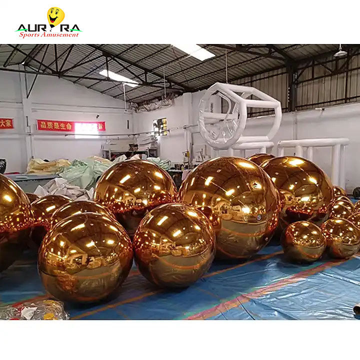 Bola de espelho inflável gigante personalizada PVC para festa de decoração Vermelho Azul Amarelo