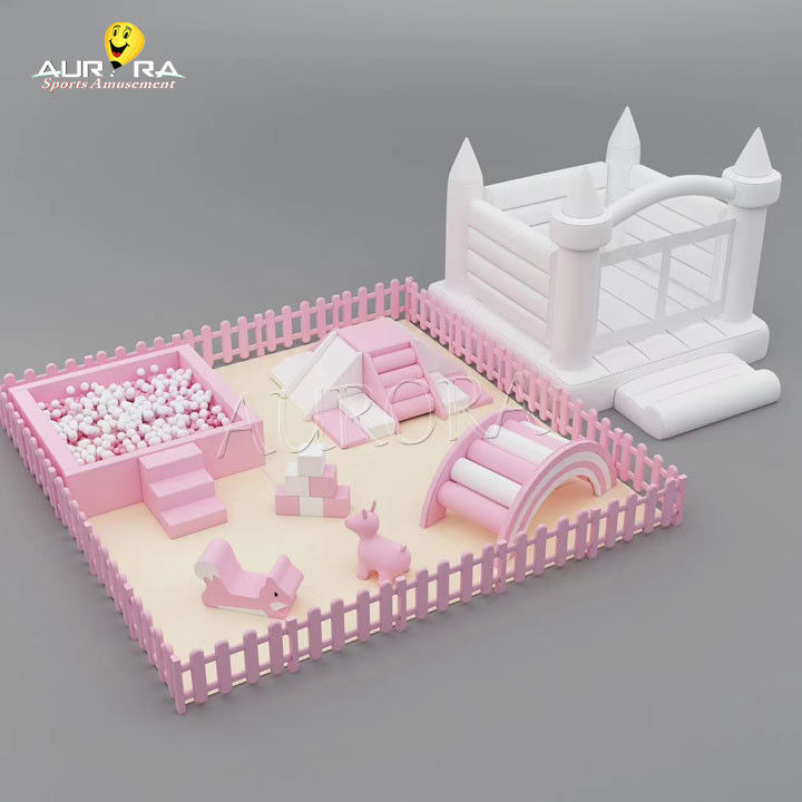 Indoor Kids Toddler Soft Play Equipamento de Escalada Rosa e Branca