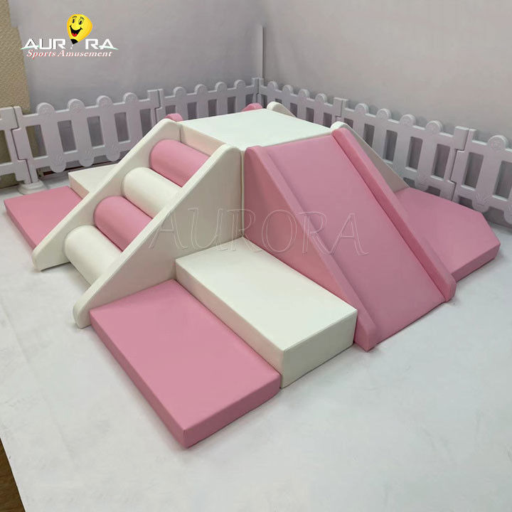 Indoor Kids Toddler Soft Play Equipamento de Escalada Rosa e Branca