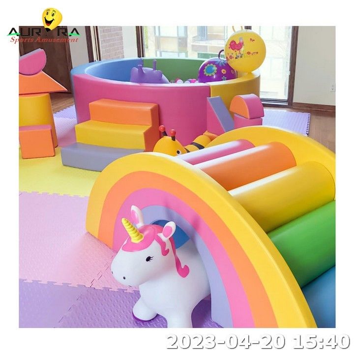 PU Couro Crianças Soft Play Equipamento Bloco espuma Indoor Play Ground Bola Pit Pool Azul