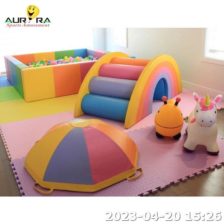 PU Couro Crianças Soft Play Equipamento Bloco espuma Indoor Play Ground Bola Pit Pool Azul