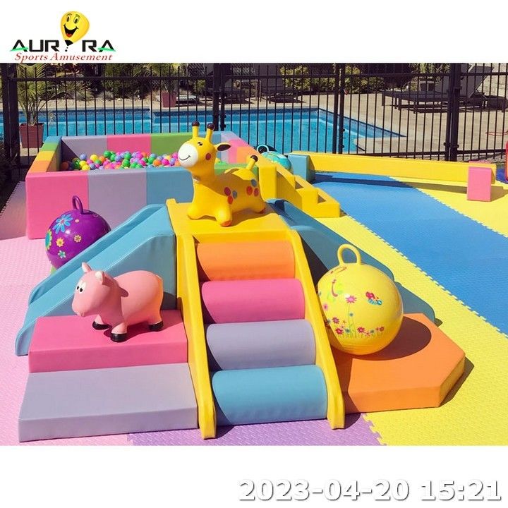 PU Couro Crianças Soft Play Equipamento Bloco espuma Indoor Play Ground Bola Pit Pool Azul