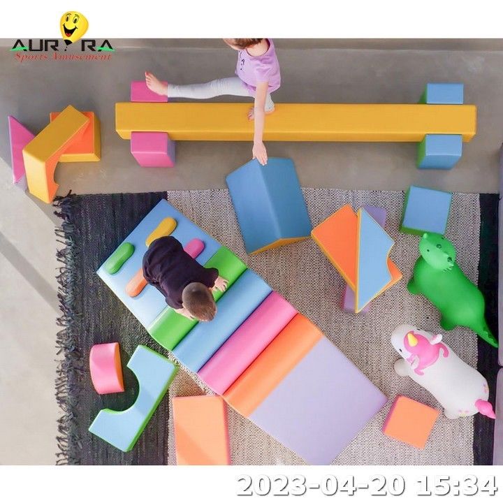 PU Couro Crianças Soft Play Equipamento Bloco espuma Indoor Play Ground Bola Pit Pool Azul
