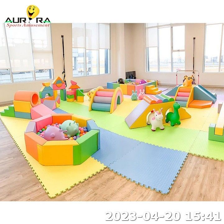 Indoor Soft Playground For Kids Soft Climber Set Festa de Aniversário Evento Azul