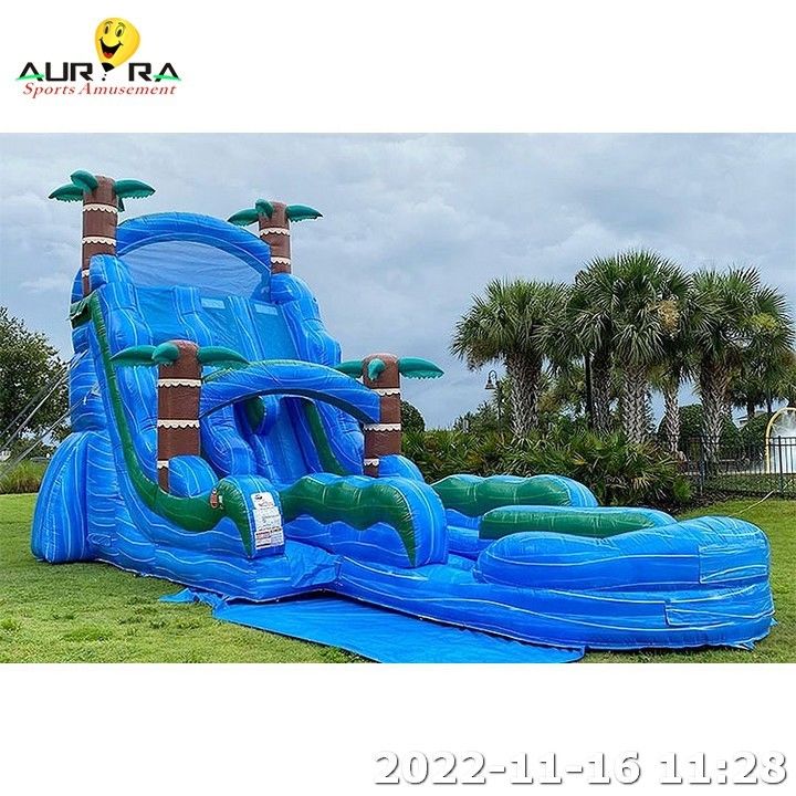 Deslizamentos de água infláveis para piscinas castelos de saltos festa aluguel azul