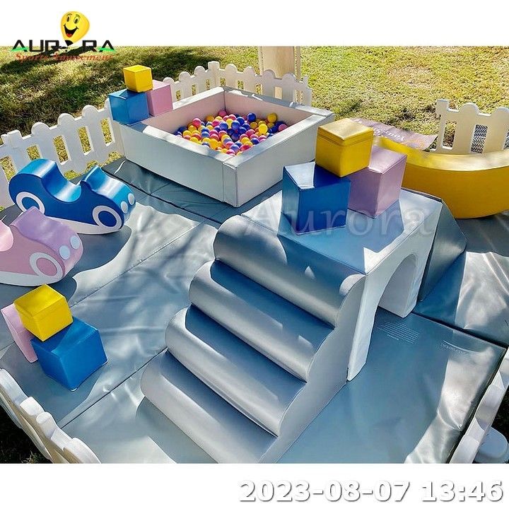 Soft Play Fence Baby Soft Play Set Ball Pit com Slide Ocean Balls Playground