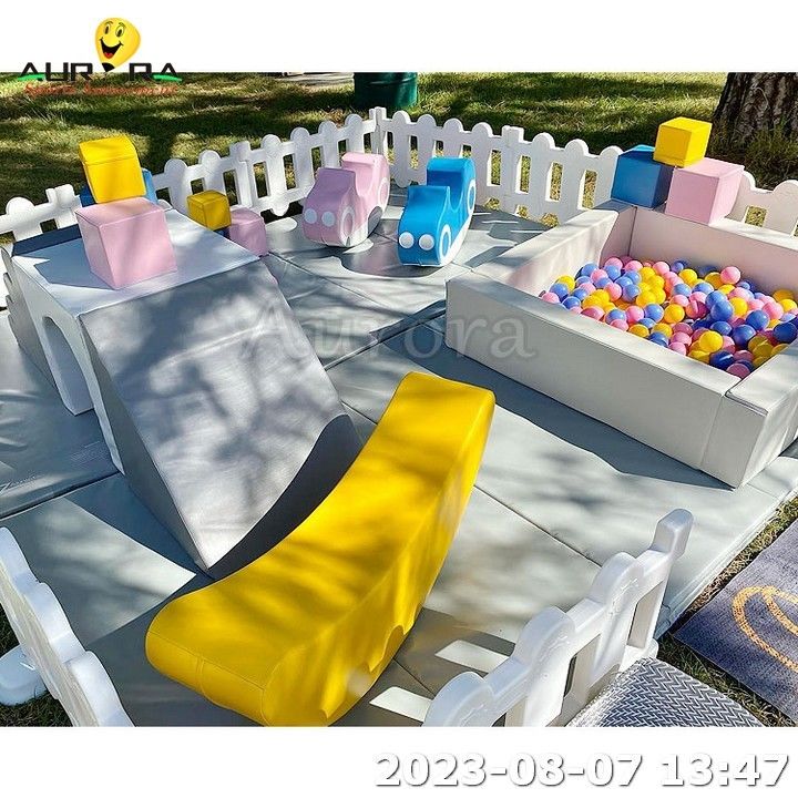 Soft Play Fence Baby Soft Play Set Ball Pit com Slide Ocean Balls Playground