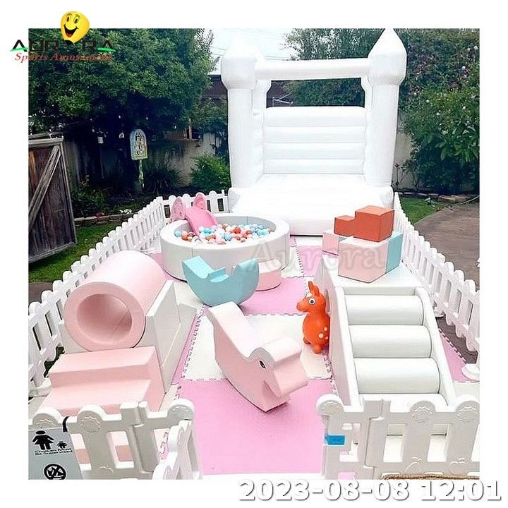 Baby Soft Play Set Kids Soft Play Equipamento Bola de piscina Merry Go Round Pink