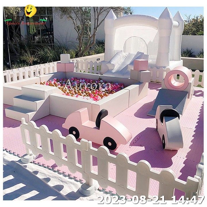 Soft Playground Crianças Indoor Playground Casa de salto Branco Com Slide Bubble Tent