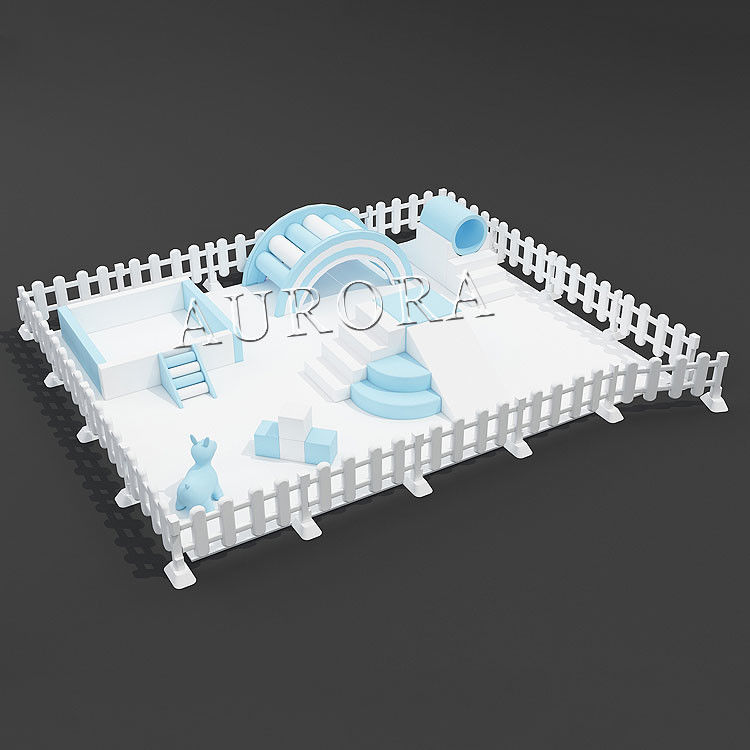Soft Play White Fence Indoor Foam Slide Ball Pool Kids Soft Play Sets Área