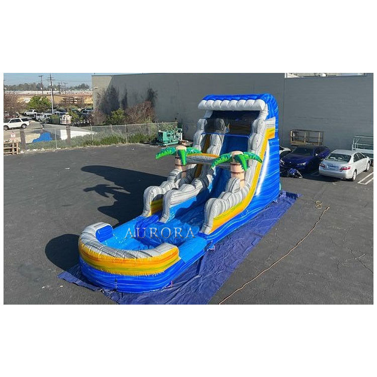 Slide de água inflável gigante para adultos Slides de água de piscina húmida seca 18ft