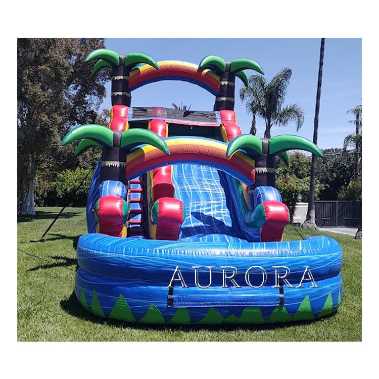 Slide de água inflável gigante para adultos Slides de água de piscina húmida seca 18ft