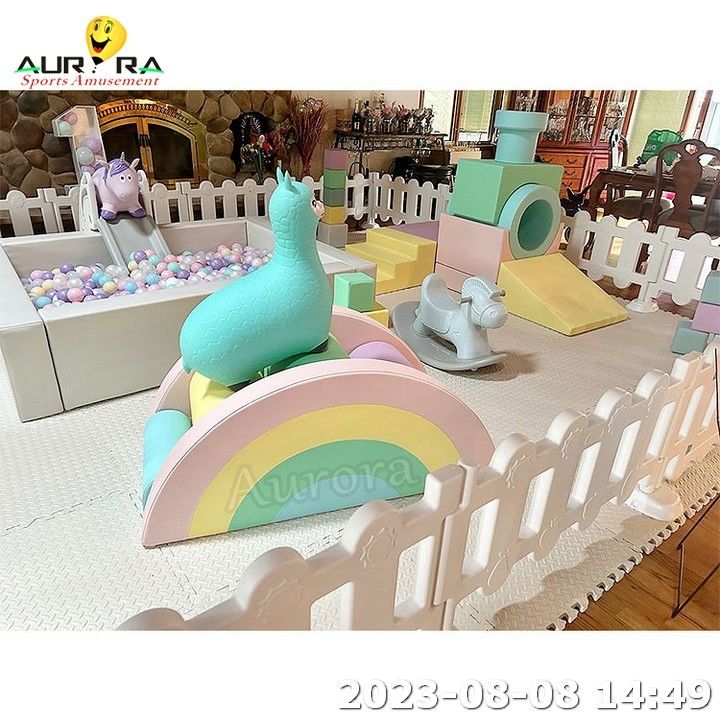 Crianças Brancas Verdes Soft Play Blocos de espuma Play Set Com Ball Pit Soft Play Equipamento