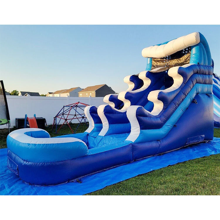 Eventos de Aluguer de Crianças Slides de Água Infláveis Para Piscina Slide de Água de Onda Azul Com Piscina