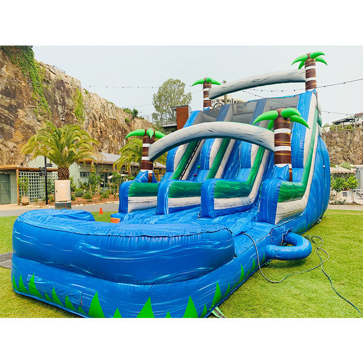 Obstáculo de salto Slides de água infláveis para piscina Linha dupla coloridos jogos para adultos
