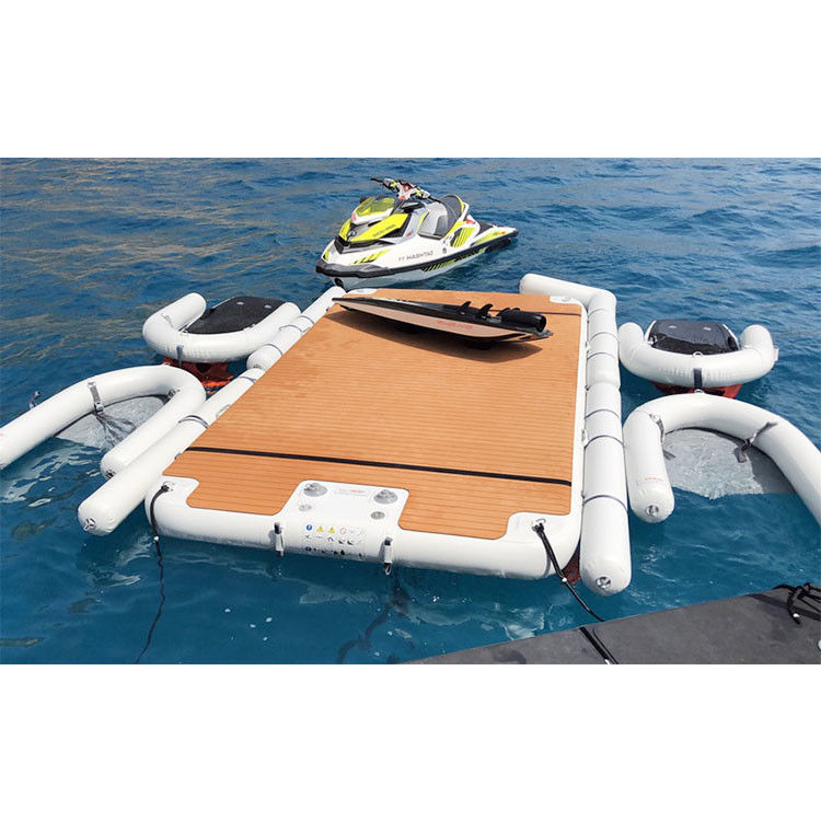 Plataforma Flutuante Inflável Ilha de Água Jet Ski Dock Mat C Forma Dock Flutuante Para Lago