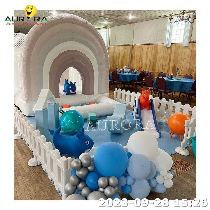 White Bouncy Castle White Soft Play Sets Equipamento de playground Festa de soft play interior