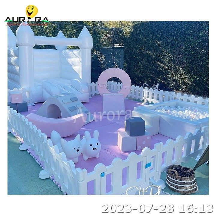 Indoor Outdoor Soft Play Equipamento de parque infantil para crianças Aluguer de festas Branco