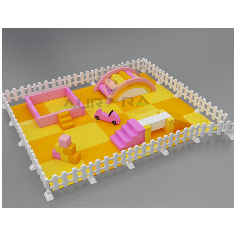 Equipamento de Jogos Suaves Laranja Com Furo De Bola E Slide Rosa Vermelho Soft Playground Interior