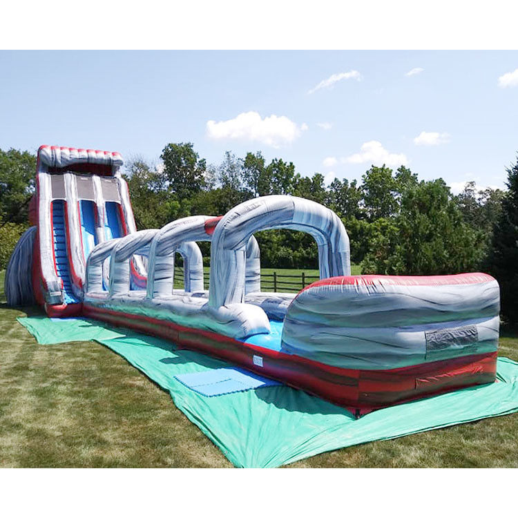 Slide de água para crianças azul com piscina para adultos