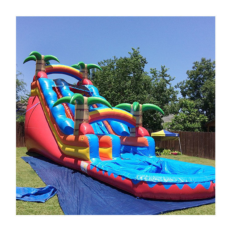 Slide de água para crianças azul com piscina para adultos