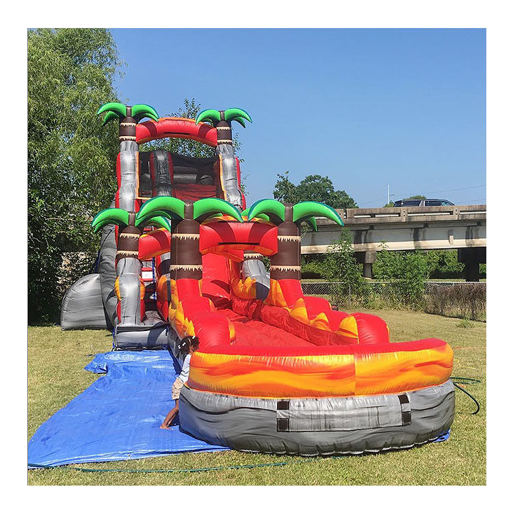 Slide de água para crianças azul com piscina para adultos
