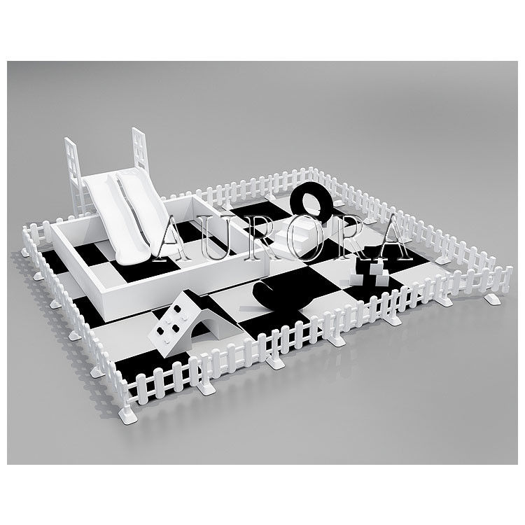 Equipamento de brinquedo suave com slides duplos Set preto e branco para crianças para aluguel