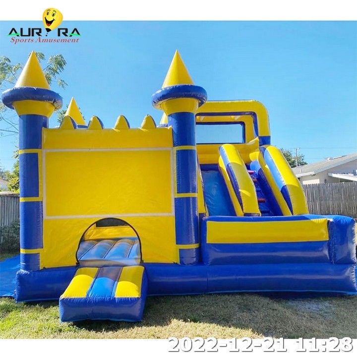 Casa de salto inflável Salto de salto Cor azul Slide combinado personalizado
