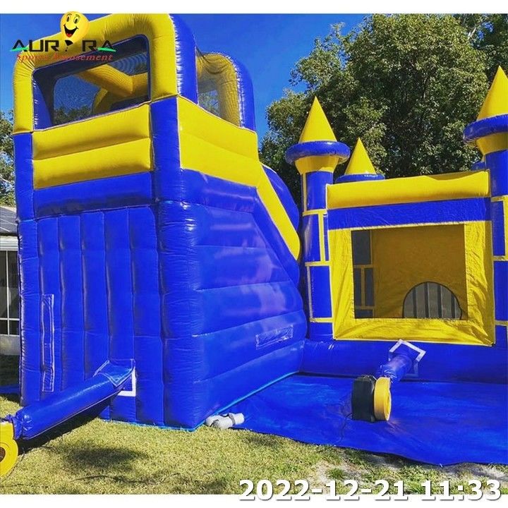 Casa de salto inflável Salto de salto Cor azul Slide combinado personalizado